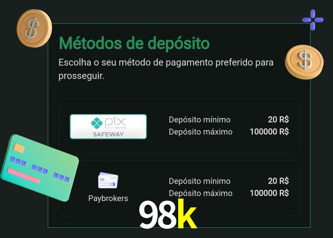 O cassino 98k oferece uma grande variedade de métodos de pagamento